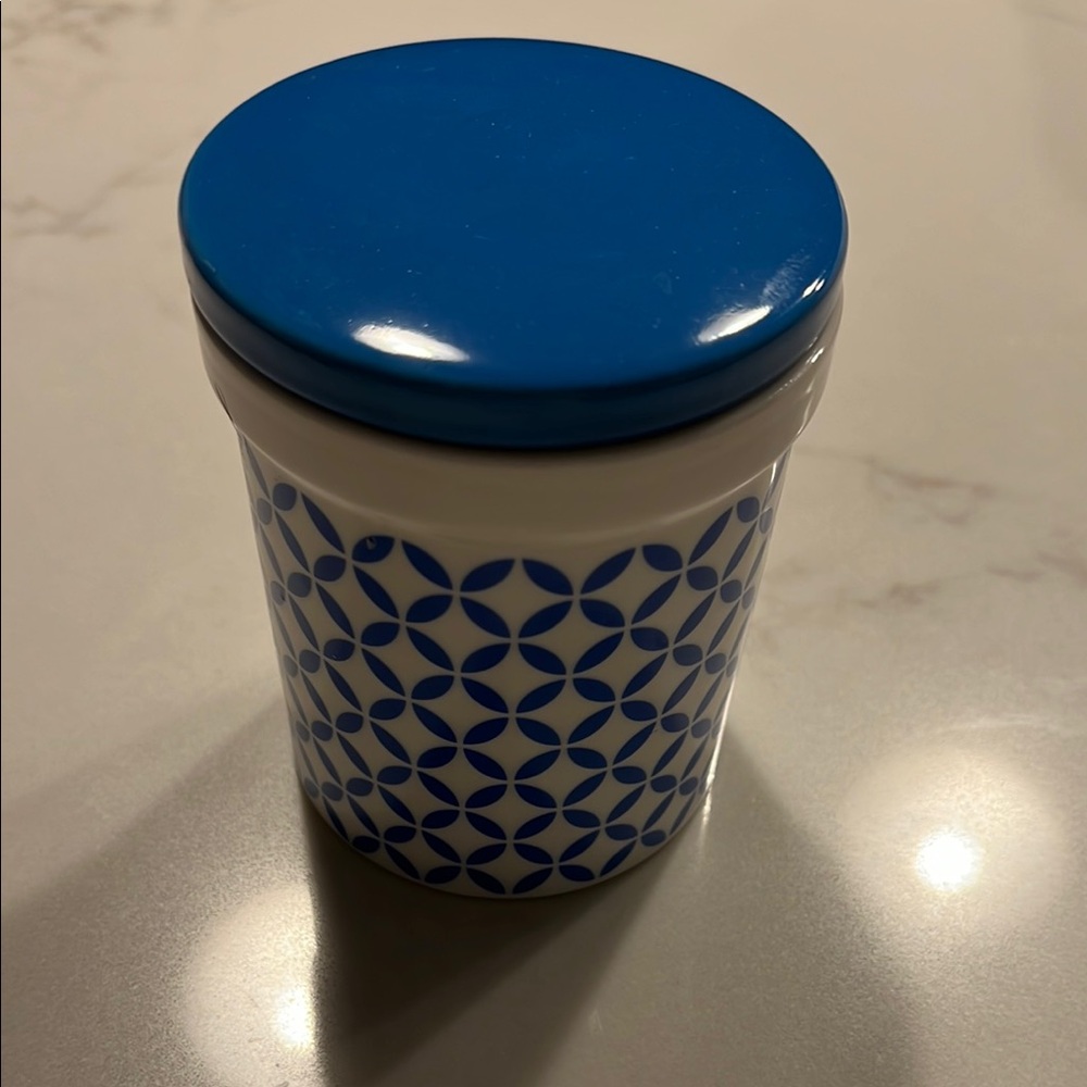 Geometric Flawless Blue and White Yankee Candle Storage Jar with Yankee Candle